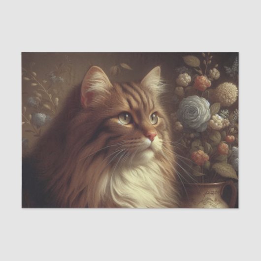 Elegante  kattenportretdecoupage tissuepapier (Voorkant)