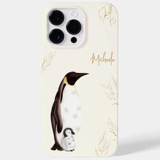 Elegante Keizer Pinguïn Botanische Gouden Glitter Case-Mate iPhone Case (Achterkant)