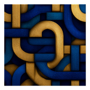 Elegante Keltisch-geïnspireerde blauwe gouden gevl Perfect Poster