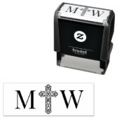 Elegante Keltische knoop Cross Couple 2 Init Monog Zelfinktende Stempel (In situ)