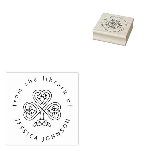 Elegante Keltische Knoop Shamrock Custom Library B Rubberstempel (Gestempeld)