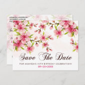 Elegante Kersenbloesem 40e Verjaardag Save The Dat Briefkaart (Voorkant / Achterkant)