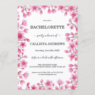 Elegante Kersenbloesem Bloemen Border Bachelorette Kaart
