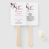 Elegante kersenbloesem bloemenbruiloft programma handwaaier (Voorkant en achterkant)