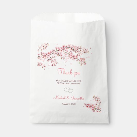 Elegante kersenbloesem bruiloft bedankzakje (Voorkant)