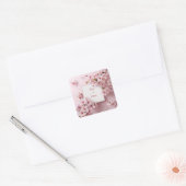 Elegante kersenbloesem bruiloft vierkante sticker (Envelop)