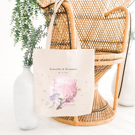 Elegante kersenbloesem bruiloft welkom tote bag