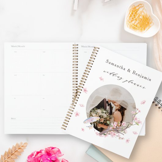 Elegante kersenbloesem foto bruiloft planner