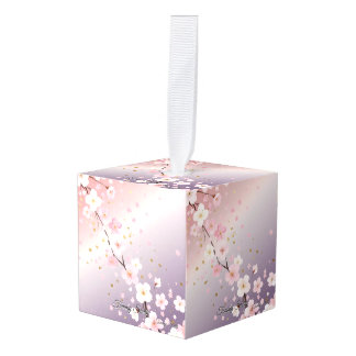 Elegante kersenbloesem kubus ornament