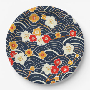 Elegante kersenbloesem naadloos patroon (12) papieren bordje