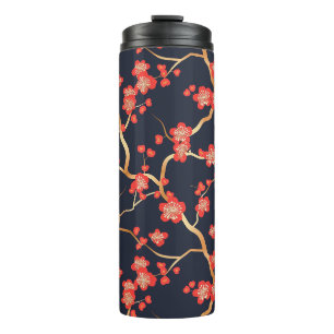 Elegante kersenbloesem naadloos patroon (3) thermosbeker