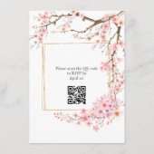 Elegante Kersenbloesem QR Code Wedding Informatiekaartje (Achterkant)