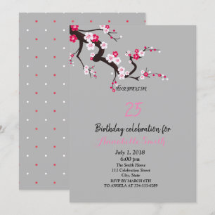 Elegante Kersenbloesem Roze Witte Bloemen Verjaard Kaart
