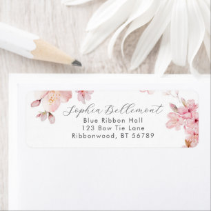 Elegante kersenbloesem Watercolor Retouradres Etiket