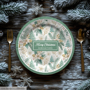 Elegante Kerst Bloem Papier Borden Pastel Charme Papieren Bordje