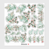 Elegante Kerst Bloemen Bessen Vinyl Stickers (Vel)