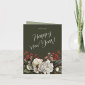 Elegante Kerst Bloemen Groene Gevouwen Vakantie Ka Feestdagen Kaart (Achterkant)
