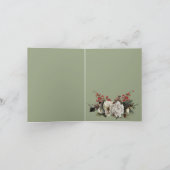 Elegante Kerst Bloemen Groene Gevouwen Vakantie Ka Feestdagen Kaart (Binnen)