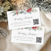 Elegante Kerst Bloemen Trouwwebsite QR Code Informatiekaartje