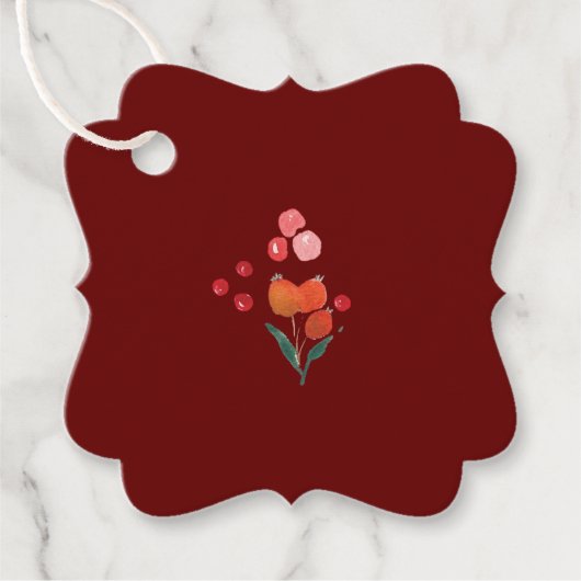 Elegante kerst bloemen vakantie bedankjes labels (Voorkant)