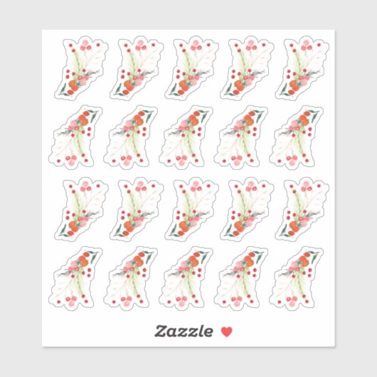 Elegante kerst bloemen vakantie sticker (Vel)