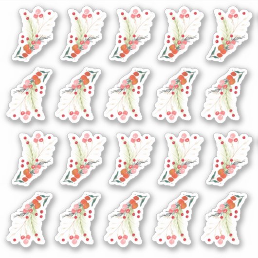 Elegante kerst bloemen vakantie sticker (Voorkant)