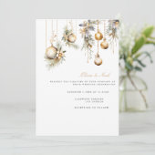 Elegante kerst bloemenbruiloft uitnodiging Kaart (Staand voorkant)