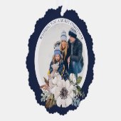 Elegante kerst bloemenfotopapier Ornament Kaart (Rechts)