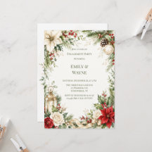 Elegante Kerst Bloemige Verloving Feest
