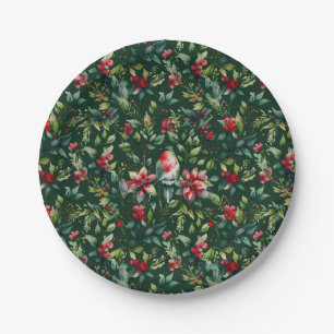 Elegante Kerst Botanische Winter Robin Vakantie Papieren Bordje