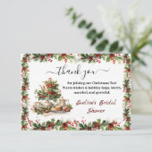 Elegante Kerst Bruidsfeest theevisite Bedankkaart (Staand voorkant)