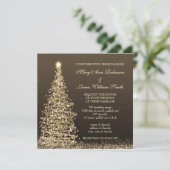 Elegante kerst bruiloft goud bruin kaart (Staand voorkant)
