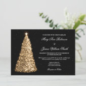 Elegante Kerst bruiloft Sparkle Tree Gold Kaart (Staand voorkant)