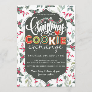 Elegante Kerst Cookie Exchange Party Groen Kaart