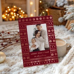 Elegante Kerst Cozy Nordic Trui Patroon Folie Feestdagenkaart