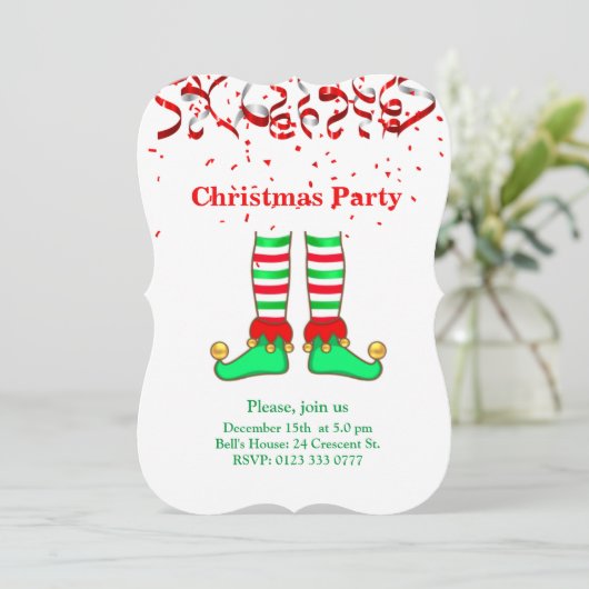 Elegante kerst elf op rood en wit kaart (Staand voorkant)