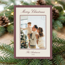 Elegante kerst foto met burgundy strepen