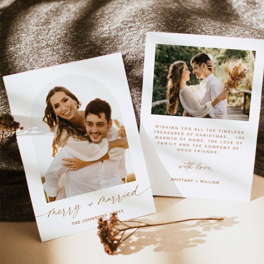 Elegante Kerst Fotokaart voor Getrouwde Paretjes Kaart
