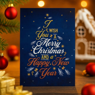 Elegante kerst- & gelukkig nieuwjaar-wenskaart