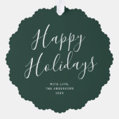 Elegante kerst groen botanische foto vakantie ornament kaart (Achterkant)