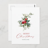 Elegante kerst Holly Kaart (Voorkant / Achterkant)