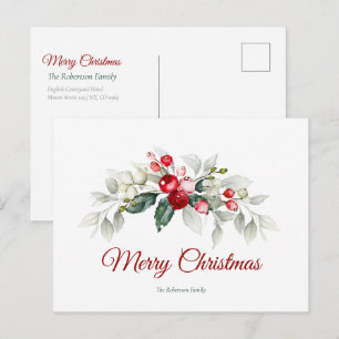 Elegante kerst Holly Kaart