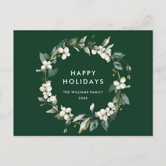 Elegante kerst Holly krans vakantie groet Briefkaart (Voorkant)