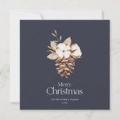 Elegante Kerst Kaart met Cotton en Pinecone (Voorkant)