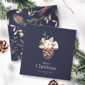 Elegante Kerst Kaart met Cotton en Pinecone