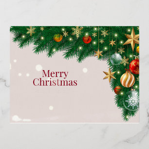 Elegante Kerst Ornament Begroeting Folie Feestdagen Briefkaart
