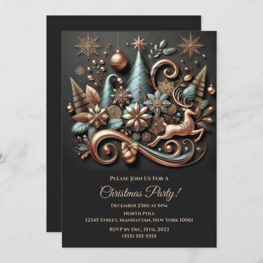 Elegante kerst-Roos goud- Kaart (Voorkant / Achterkant)