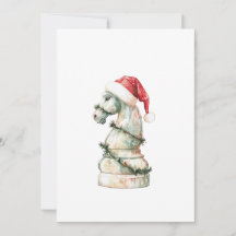 Elegante Kerst Schaak Kaart – Watercolor Paard