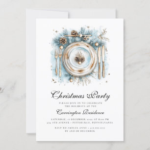 Elegante Kerst Scriptie Diner/Feest Uitnodiging