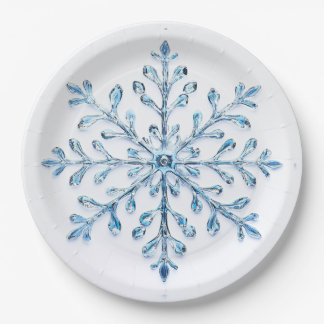 Elegante kerst sneeuwvlok papieren bordje